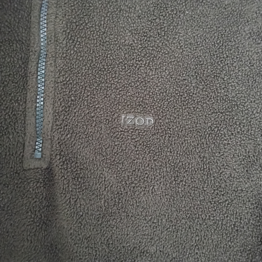 IZOD Loden Green Sherpa Fleece Pullover Size L Mens